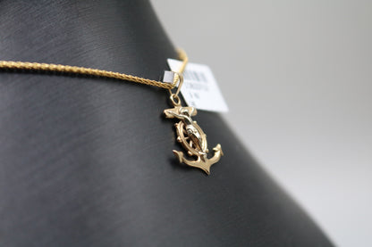14k Yellow Gold Anchor Cross Charm