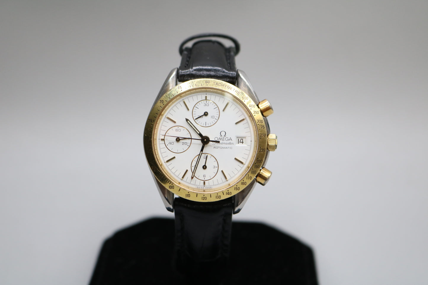 Omega Speed Master 39MM Stainless Steel with Gold Bezel 375.0043 Watch (No Shipping)