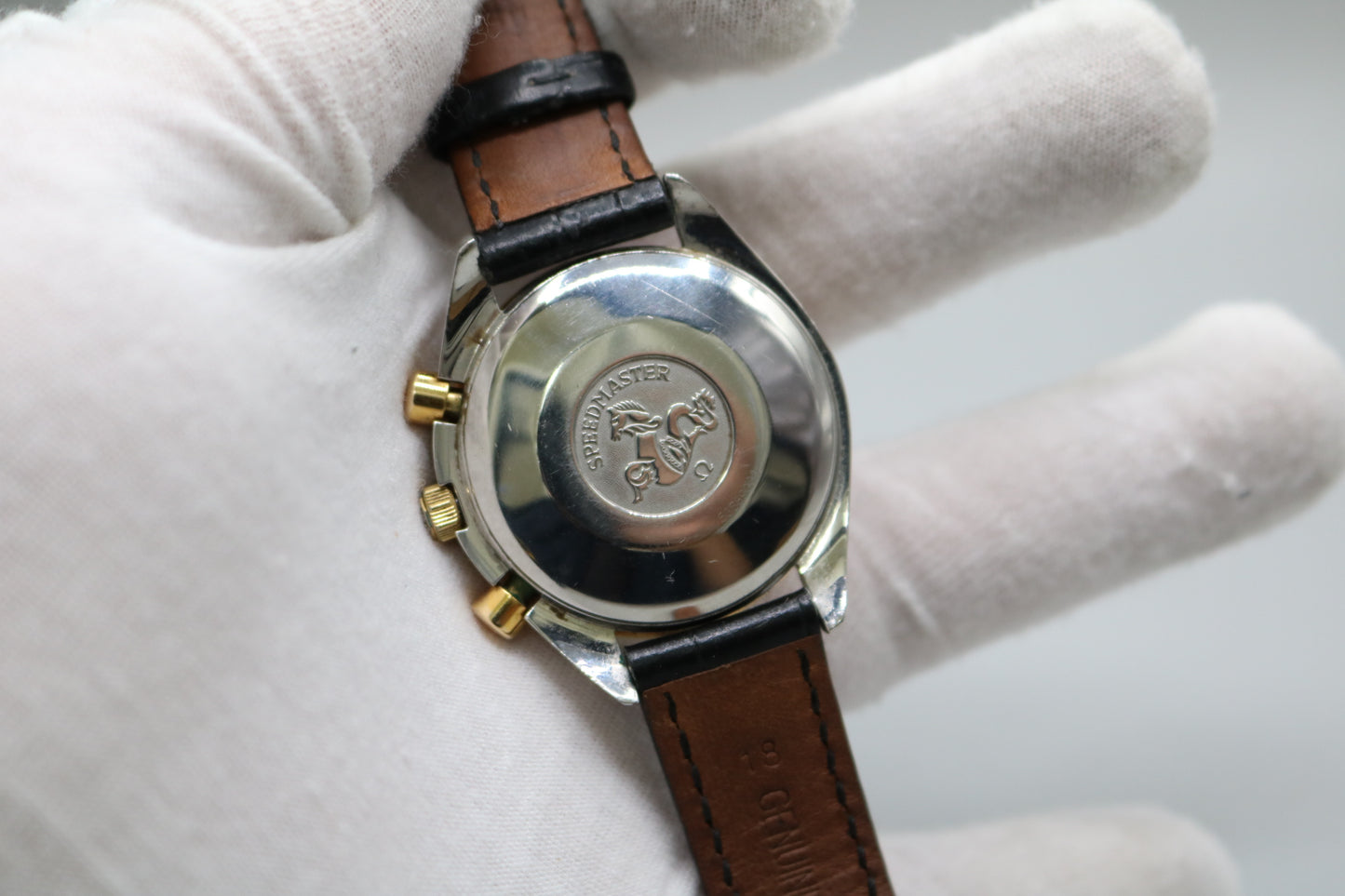 Omega Speed Master 39MM Stainless Steel with Gold Bezel 375.0043 Watch (No Shipping)