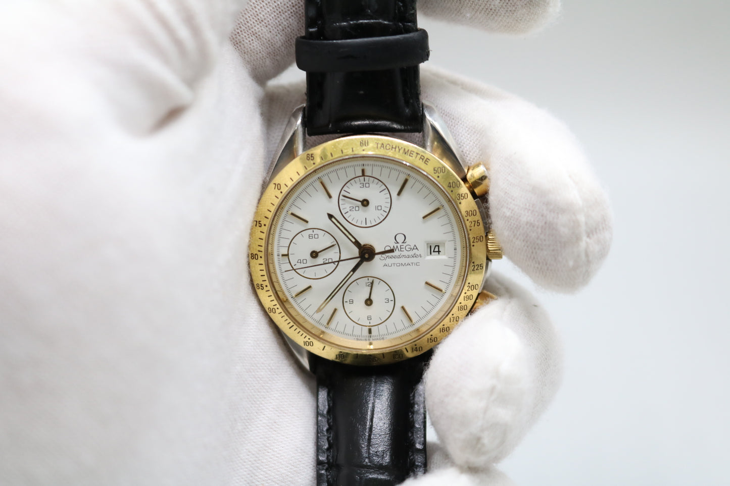 Omega Speed Master 39MM Stainless Steel with Gold Bezel 375.0043 Watch (No Shipping)