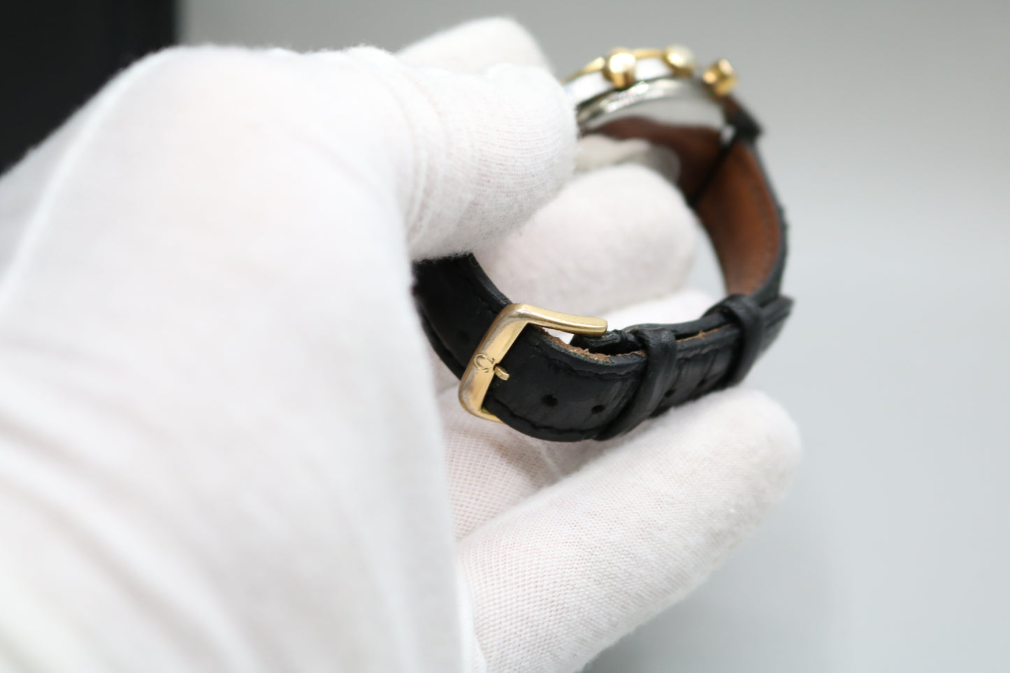 Omega Speed Master 39MM Stainless Steel with Gold Bezel 375.0043 Watch (No Shipping)