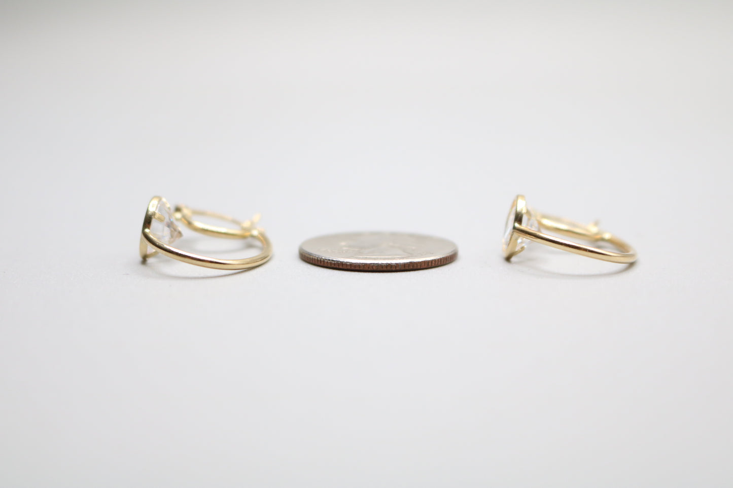 10k Yellow Gold Hoop Earring with Clear Stone