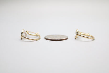10k Yellow Gold Hoop Earring with Clear Stone