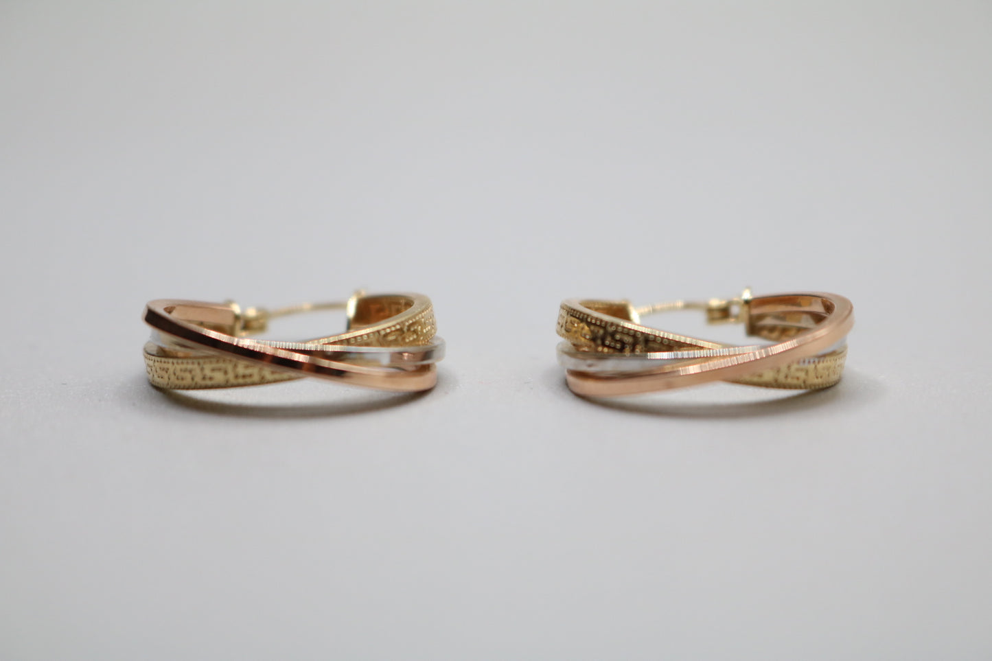 14k Three Tone Gold Hoop Earrings
