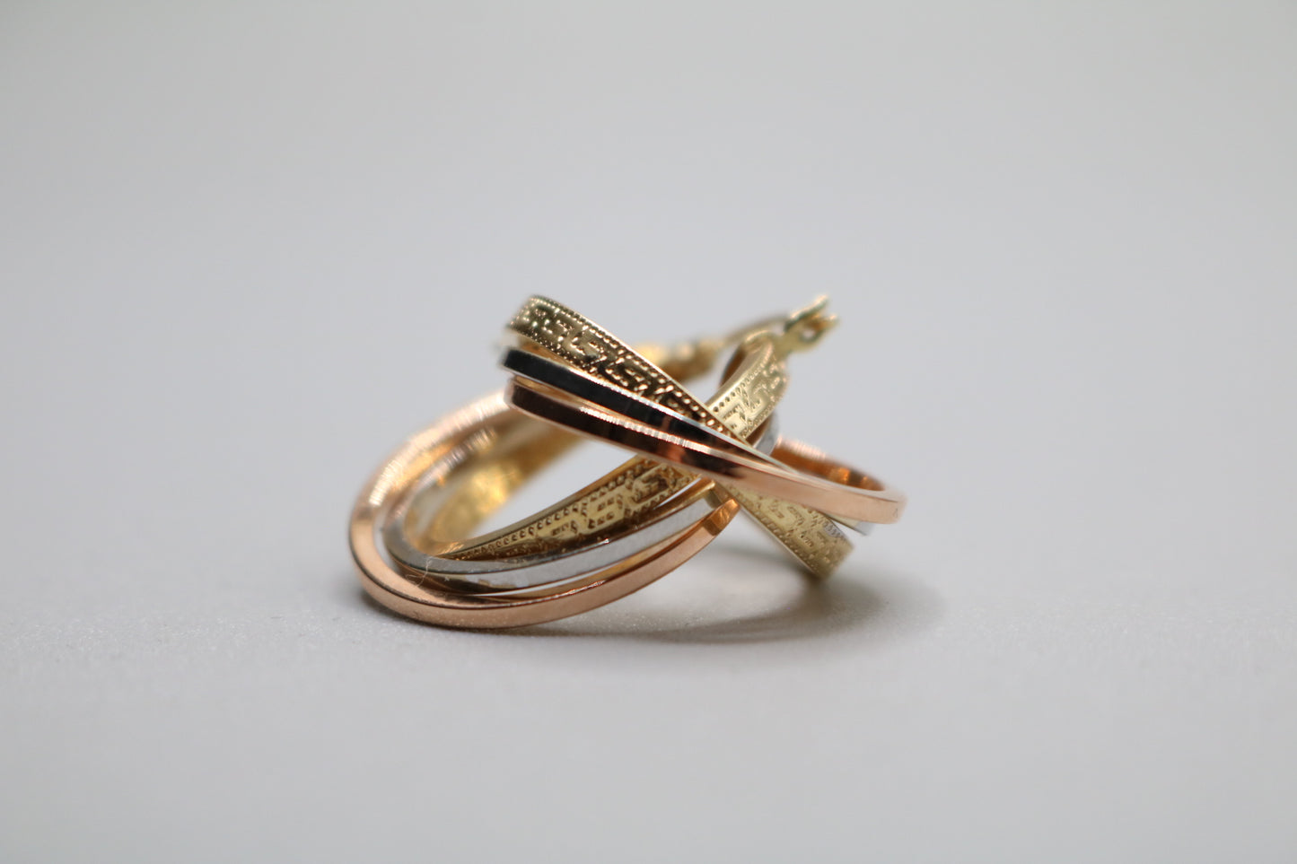 14k Three Tone Gold Hoop Earrings