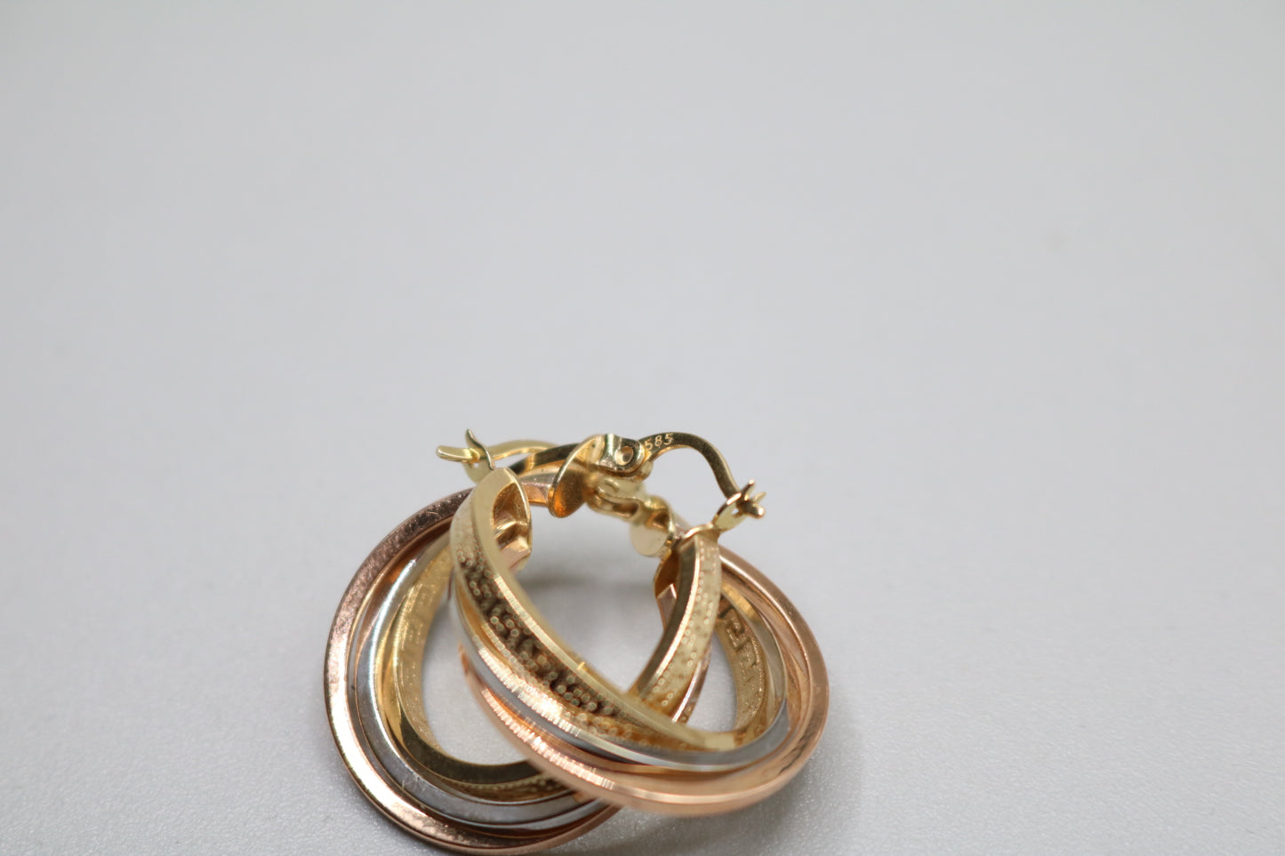 14k Three Tone Gold Hoop Earrings