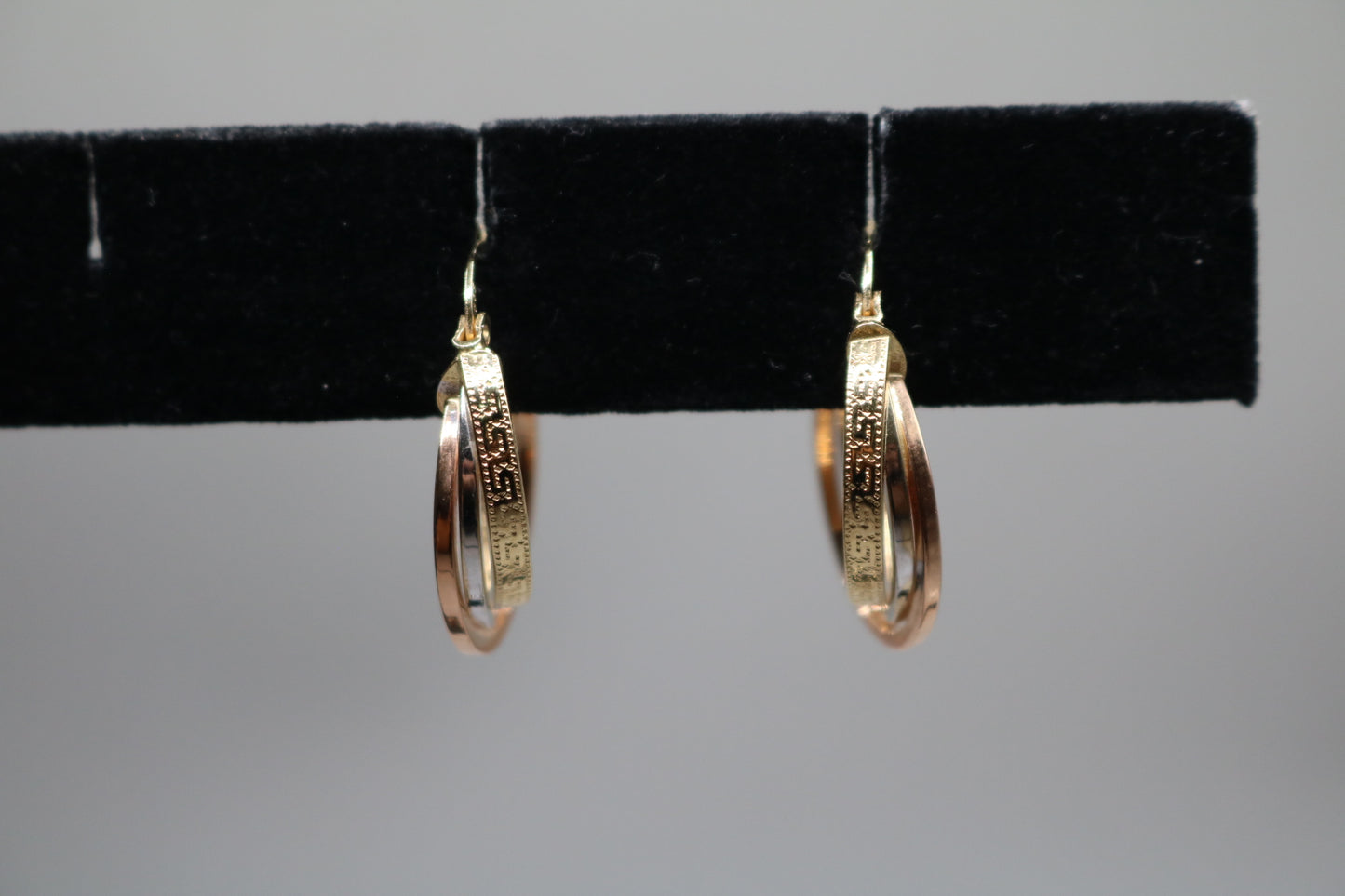 14k Three Tone Gold Hoop Earrings