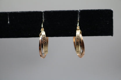 14k Three Tone Gold Hoop Earrings