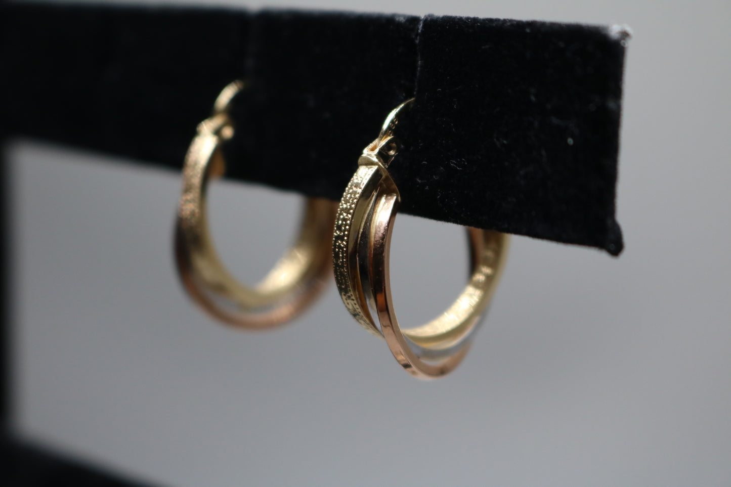 14k Three Tone Gold Hoop Earrings