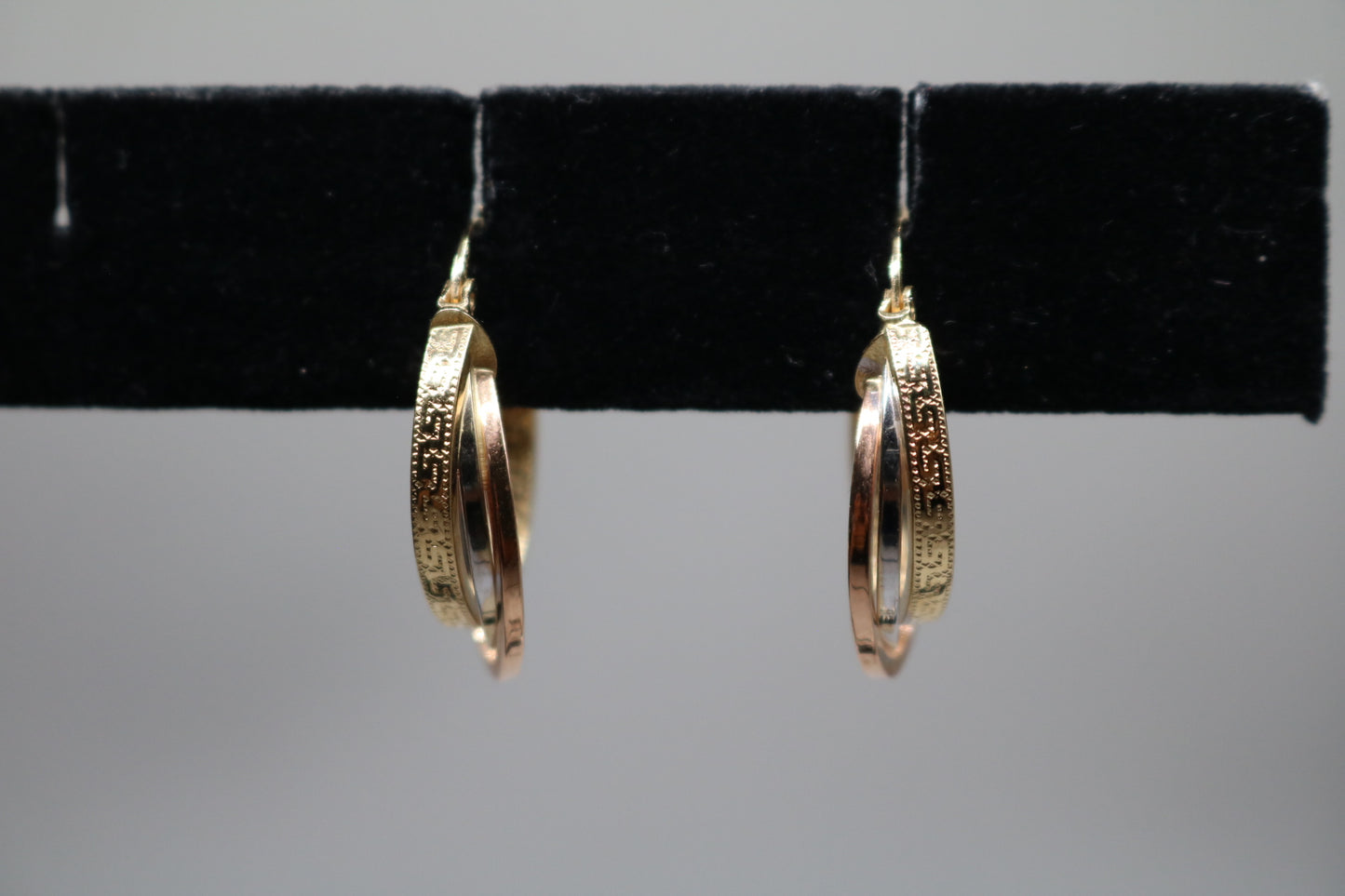 14k Three Tone Gold Hoop Earrings
