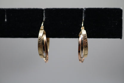 14k Three Tone Gold Hoop Earrings
