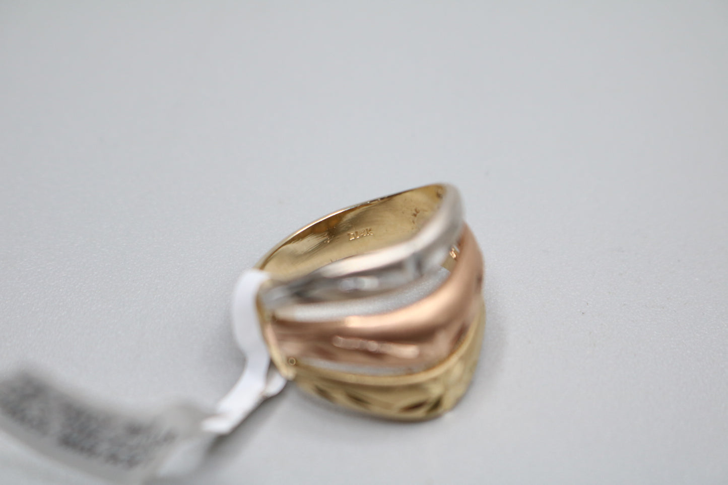 14K 3 Tone Gold V-Shape Bypass Ring (Size 8 1/4)