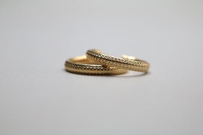 14k Yellow Gold Textured Hoop Earring