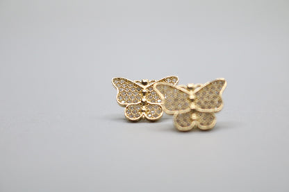 10k Yellow Gold Butterfly Stud Earrings