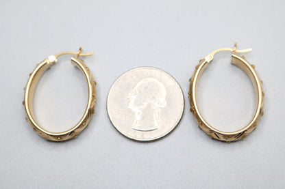 14k Yellow Gold Crisscross Style Hoop Earring