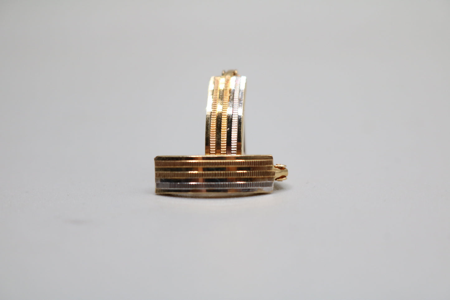 14k Three Tone Lever Earrings
