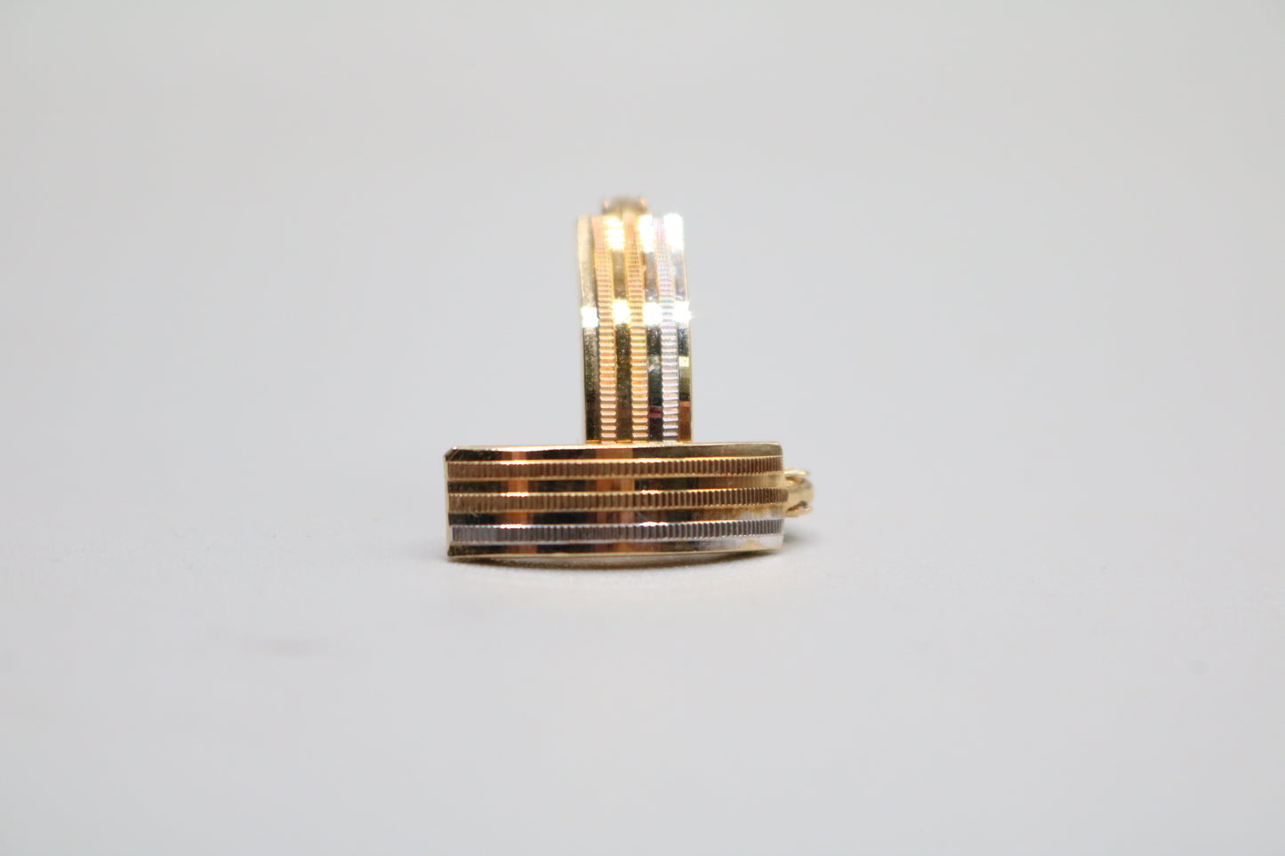 14k Three Tone Lever Earrings