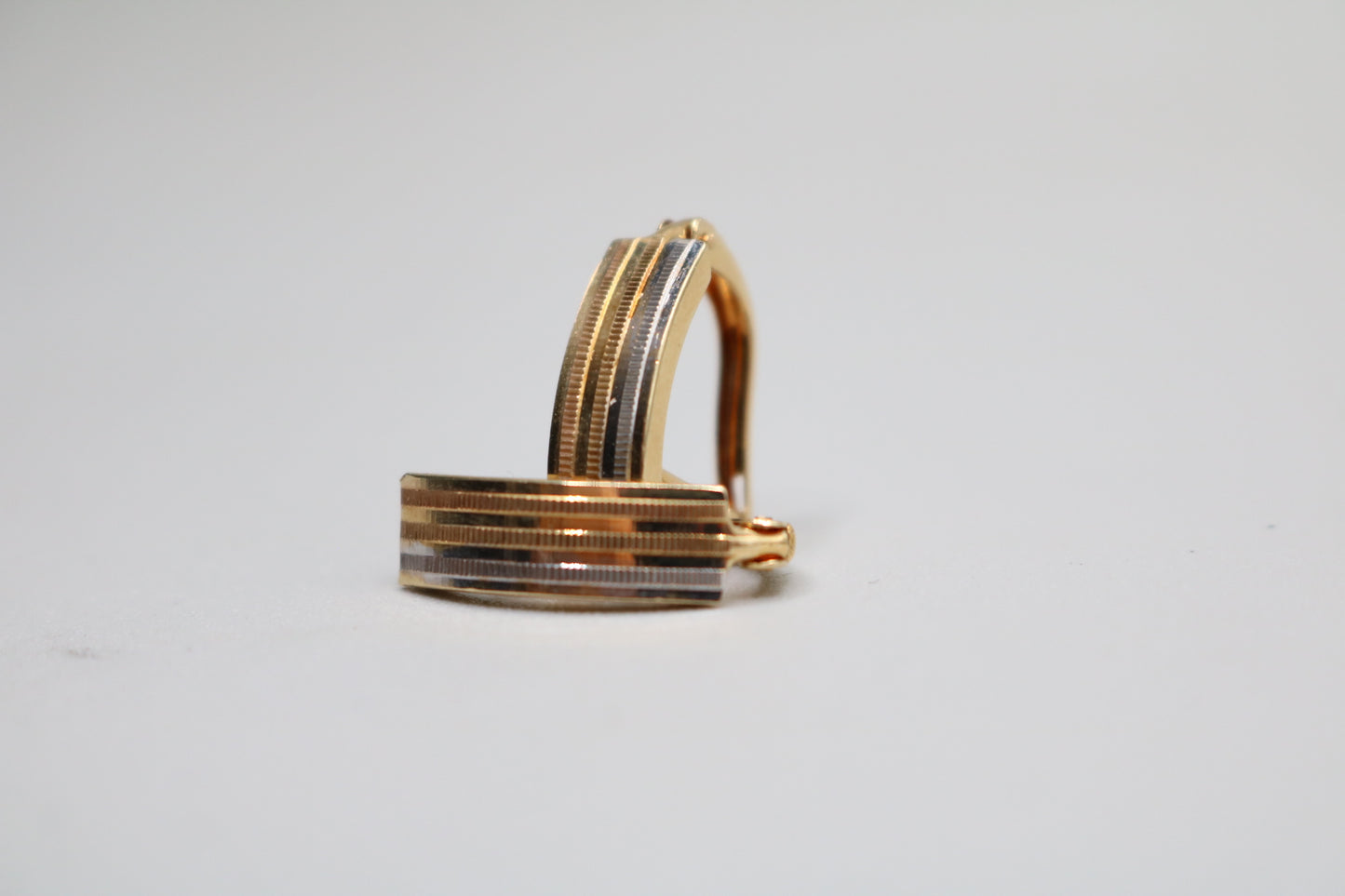 14k Three Tone Lever Earrings