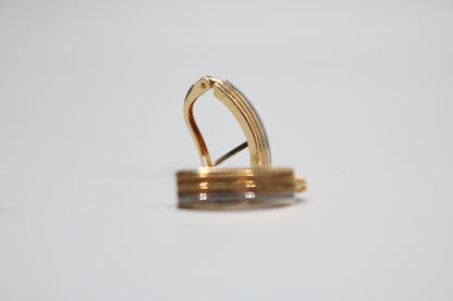 14k Three Tone Lever Earrings