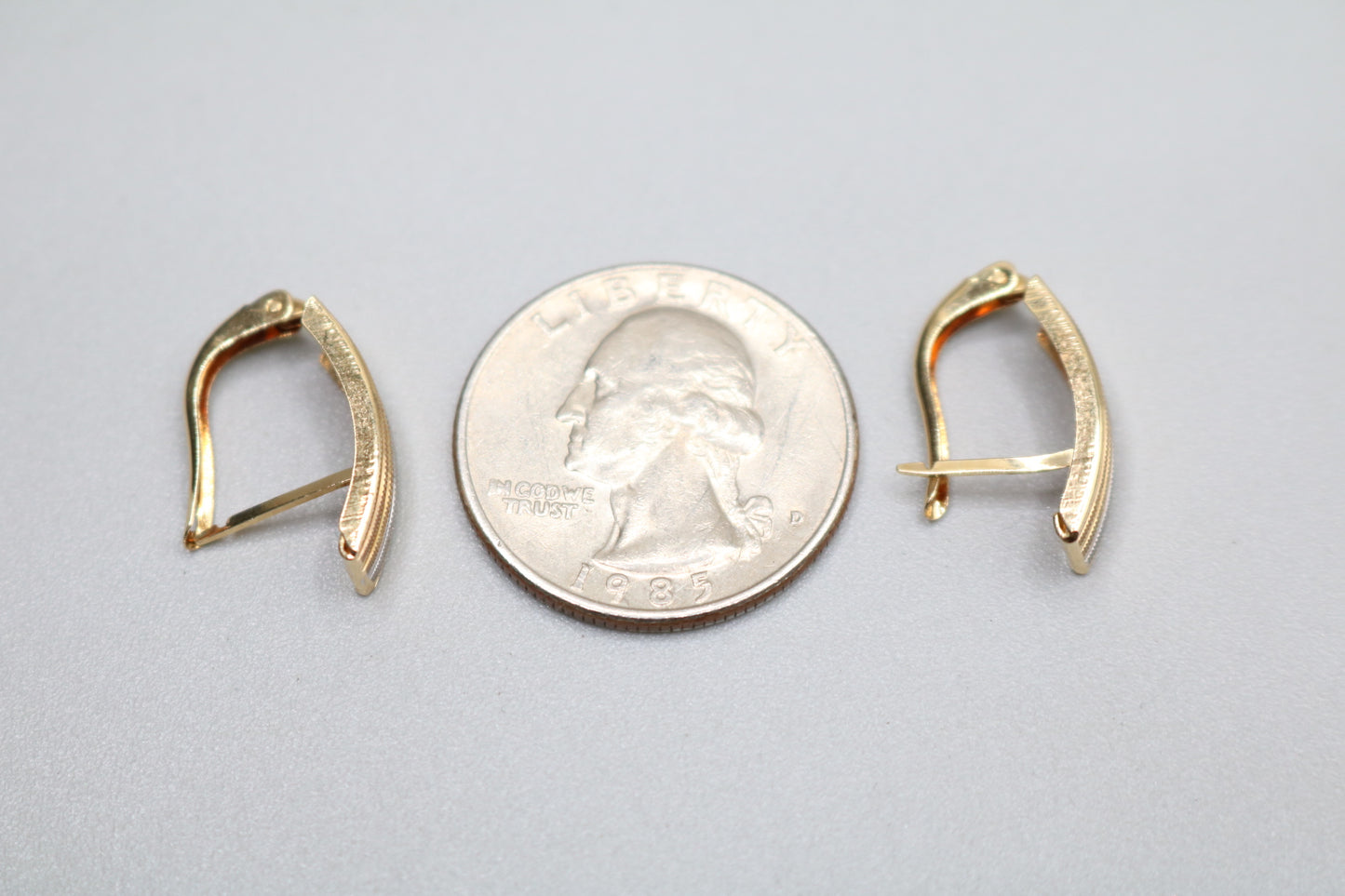 14k Three Tone Lever Earrings