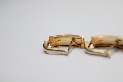 14k Three Tone Lever Earrings