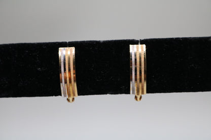 14k Three Tone Lever Earrings