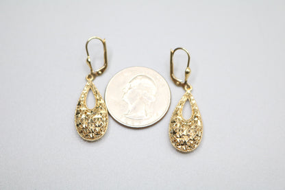 14k Yellow Gold Fancy Teardrop Earring