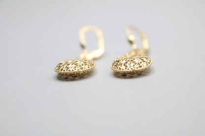 14k Yellow Gold Fancy Teardrop Earring