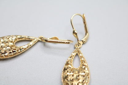 14k Yellow Gold Fancy Teardrop Earring