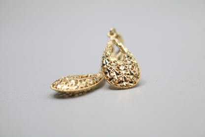 14k Yellow Gold Fancy Teardrop Earring