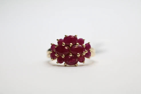 10k Yellow Gold Ruby Cluster Ring (Size 8 3/4)