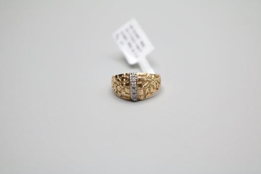 14K Yellow Gold Diamond Nugget Ring (Size 7)