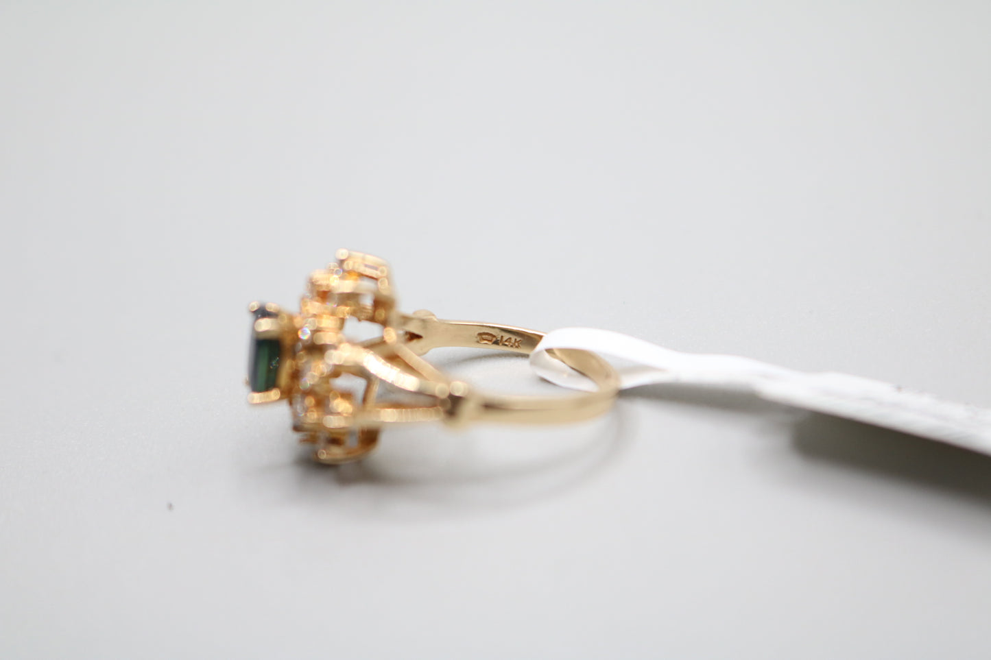 14K Yellow Gold Diamond and Topaz Cluster Ring (Size 5 3/4)