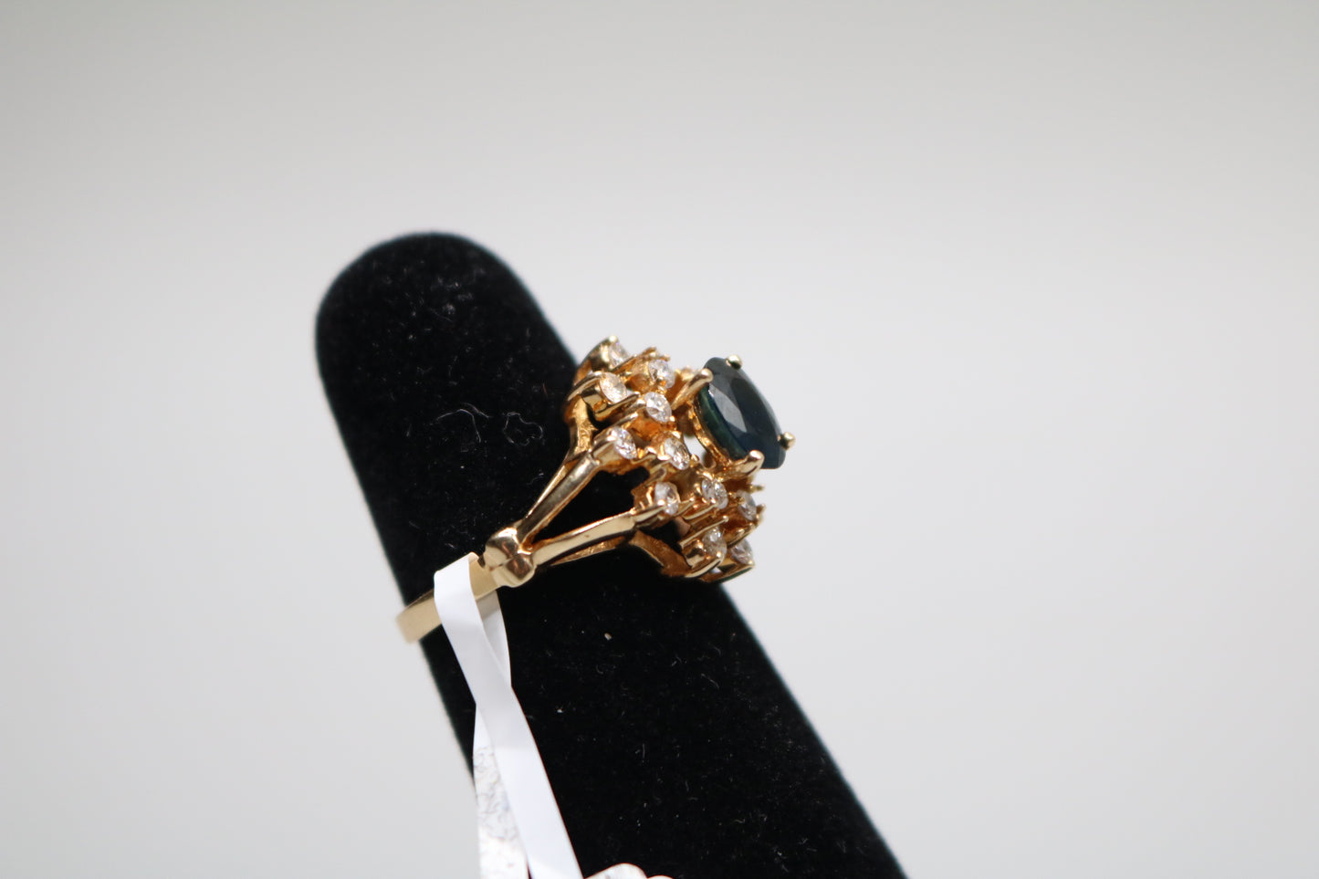 14K Yellow Gold Diamond and Topaz Cluster Ring (Size 5 3/4)