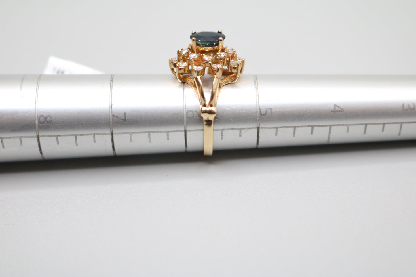 14K Yellow Gold Diamond and Topaz Cluster Ring (Size 5 3/4)