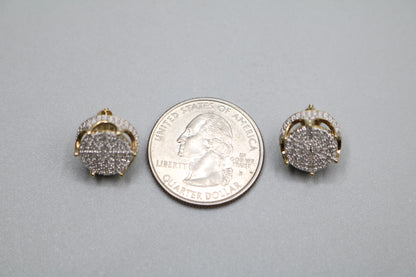 10K 2 Tone Gold Diamond Diamond Crown Stud Earrings