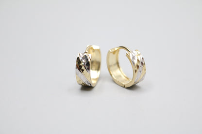 14K 2 Tone Gold Hoop Earrings