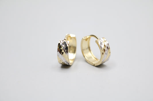 14K 2 Tone Gold Hoop Earrings