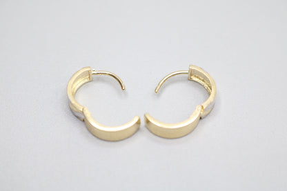 14K 2 Tone Gold Hoop Earrings