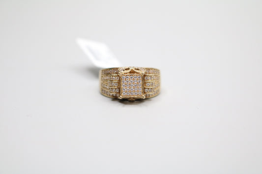10K Yellow Gold Fancy Square Cocktail Ring w/ CZ's (Size 7)