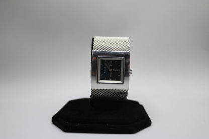 Ladies DKNY Black Square Dial Mesh Stainless Steel Silver Tone Bracelet Watch