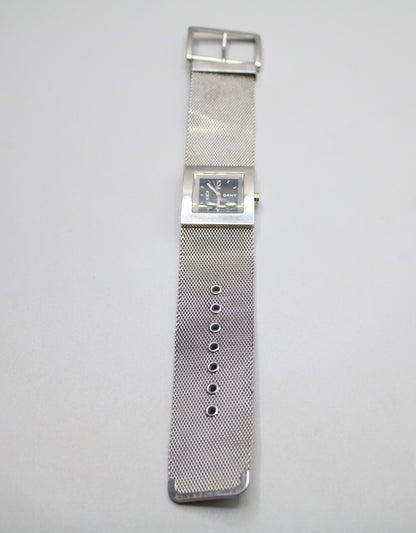 Ladies DKNY Black Square Dial Mesh Stainless Steel Silver Tone Bracelet Watch
