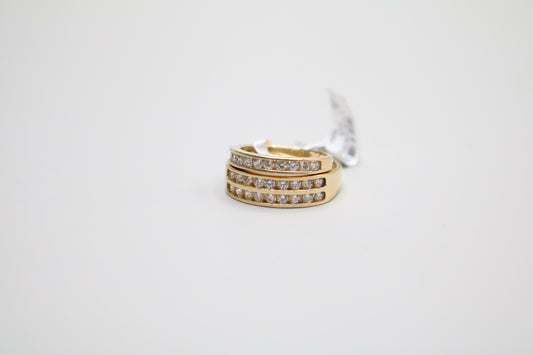 14K Yellow Gold Channel Band Set with CZ's (Size 6 & 10)