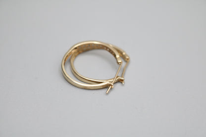 10K Yellow Gold Diamond Hoop Earrings