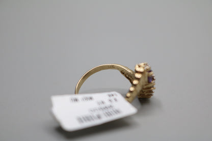 14K Yellow Gold Fancy Bypass Purple Tourmaline Ring (Size 8 1/4)