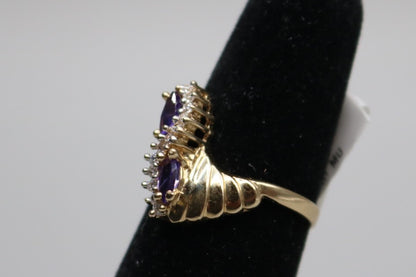 14K Yellow Gold Fancy Bypass Purple Tourmaline Ring (Size 8 1/4)