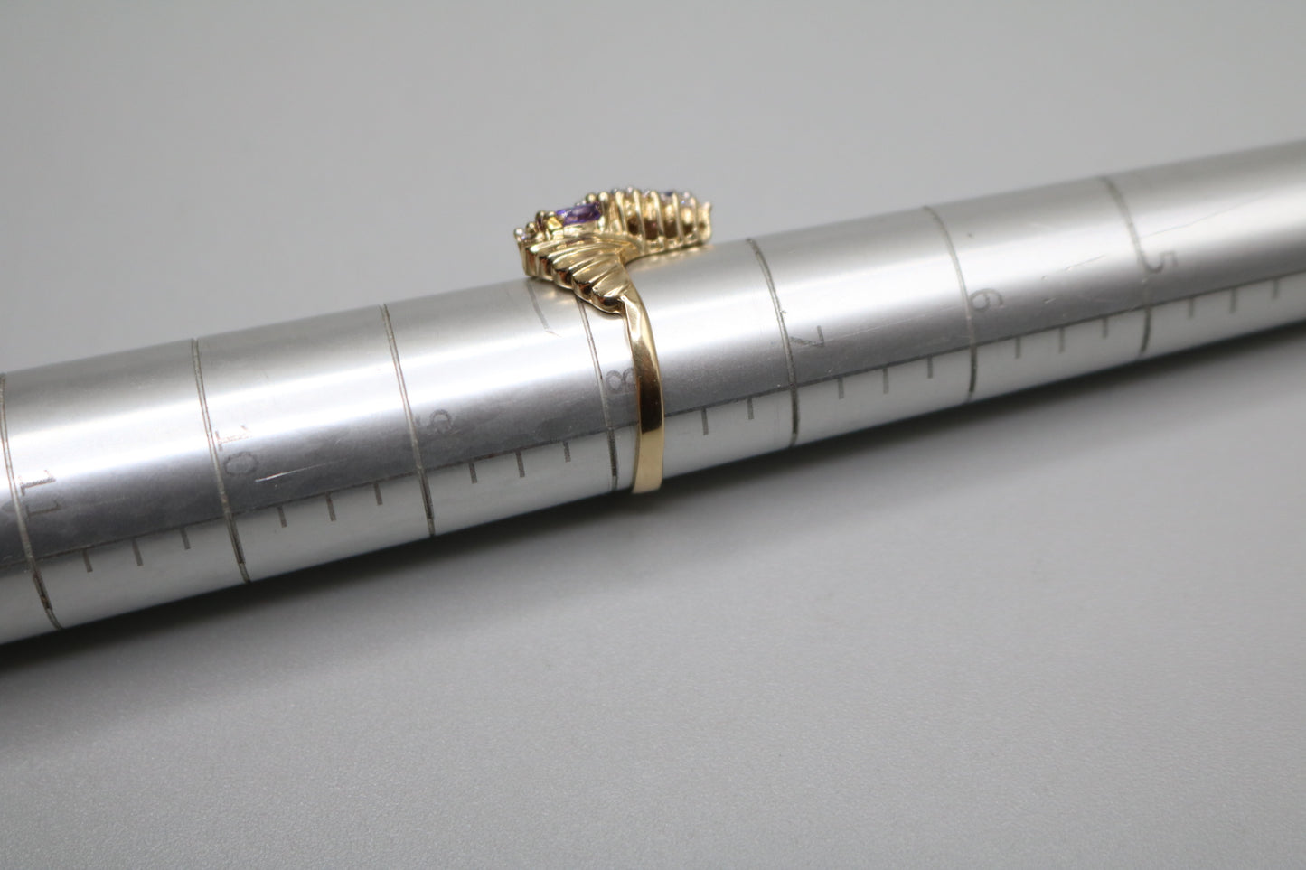 14K Yellow Gold Fancy Bypass Purple Tourmaline Ring (Size 8 1/4)