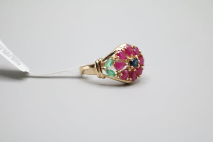 14K Yellow Gold Fancy Flower Ring (Size 6 3/4)