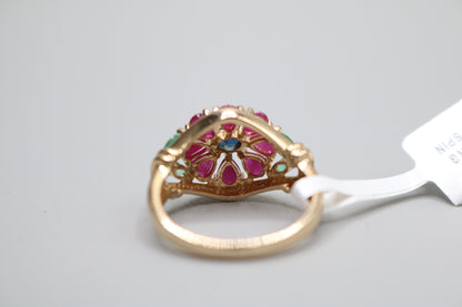 14K Yellow Gold Fancy Flower Ring (Size 6 3/4)