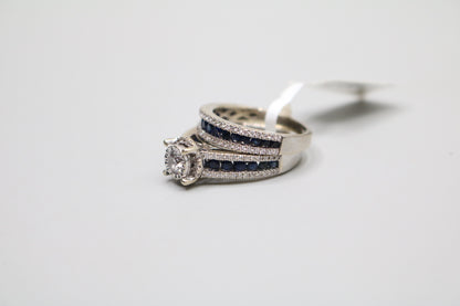 14K White Gold Wedding Halo Set Rings (Sizes 7 1/4) No Shipping